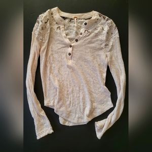 Free People Boho hippie half button down s/m top
